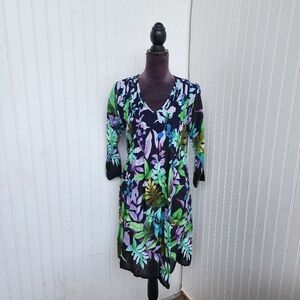 Koan Womens Black Green Purple Sleeveless V-Neck Twist Knit Front Dress Swim M